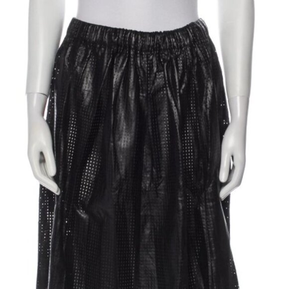 Proenza Schouler Black/White Perforated Lambskin Midi Skirt M/US 8 (Orig.345)